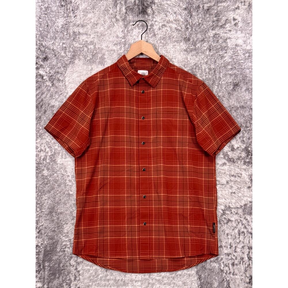 Flylow Anderson Shirt Large Mens Short Sleeve Plaid Button Regular Fit